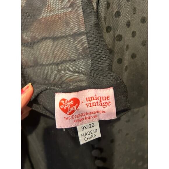 Unique Vintage Black Swiss Dot sheer Starlet long Duster women's size ex - Picture 5 of 6